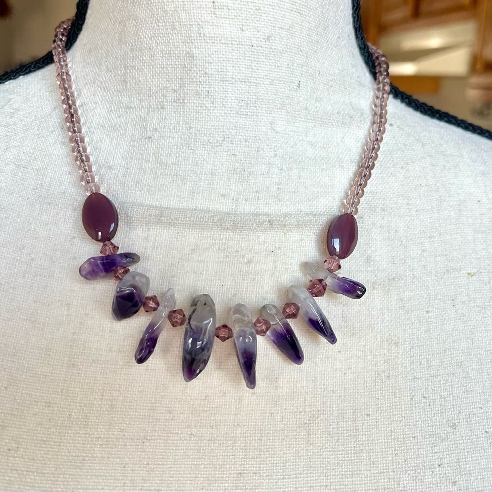 Gemstone amethyst, iolite 18” necklace